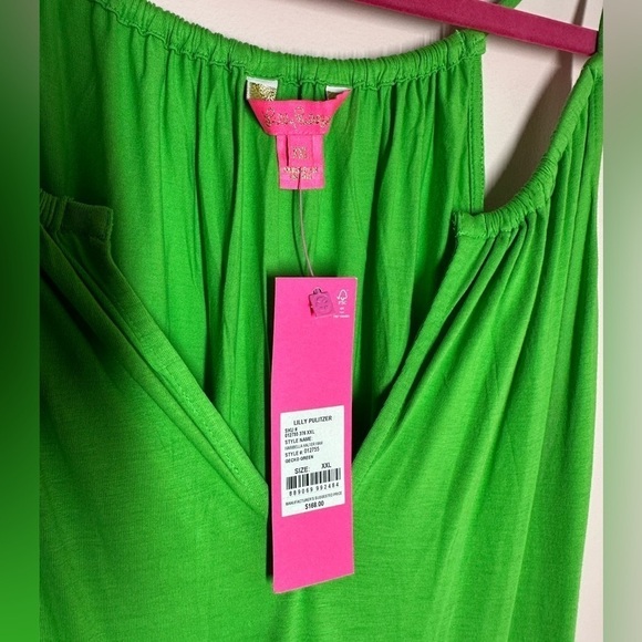Lilly Pulitzer Gecko Green Maribella Halter Maxi Dress Tiered Swing Size XXL NEW - Picture 2 of 4